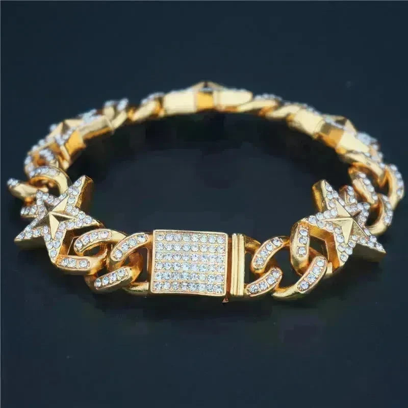 Hipster Five-pointed Star Cuban Link Chain Bracelet - EX-STOCK CANADA