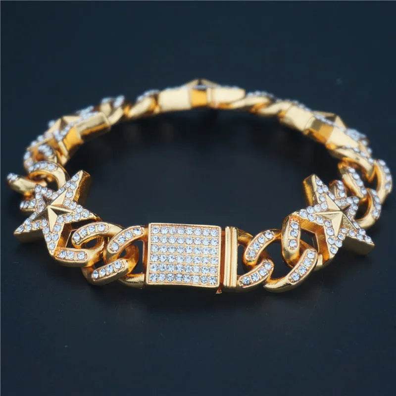 Hipster Five-pointed Star Cuban Link Chain Bracelet - EX-STOCK Canada