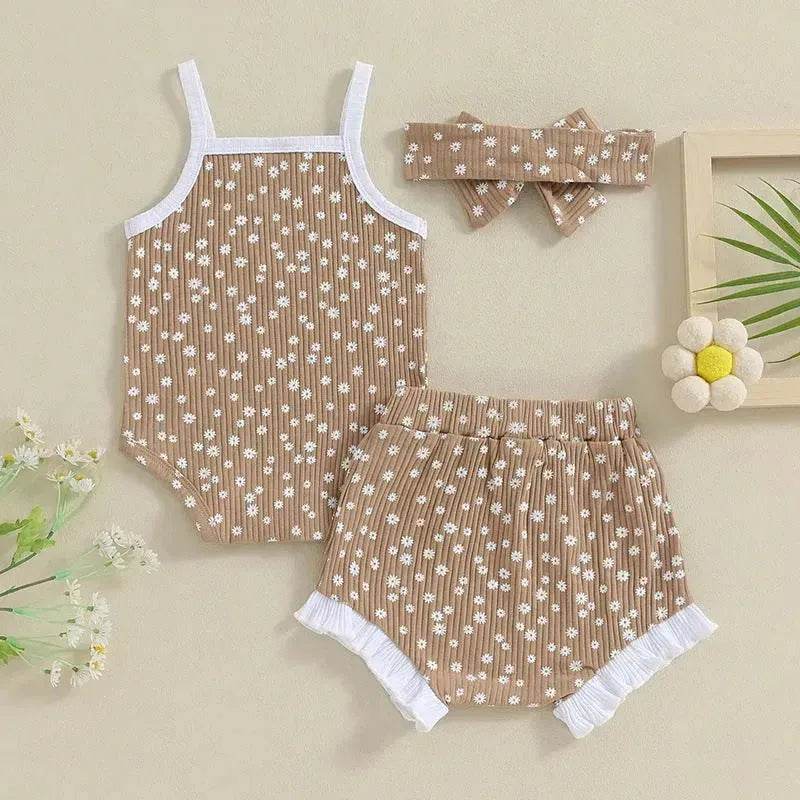 Casual Newborn Baby girl Romper suit with head bowtie headband Two piece for newborn baby girl - EX-STOCK Canada