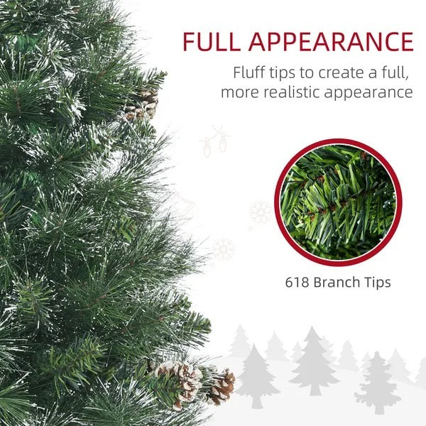 6' Artificial Pencil Christmas Tree With Snow Frosted Branches, Auto Open, Steel Base EX-STOCK Canada
