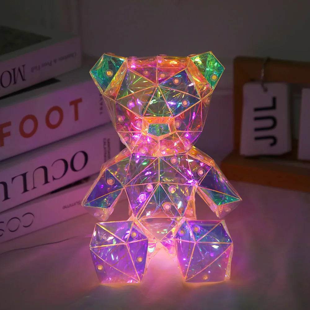 Laser Cross-border Colorful Bear Birthday Christmas Gift Diy Decoration Valentine's Day Gift Bear Night Light - EX-STOCK Canada