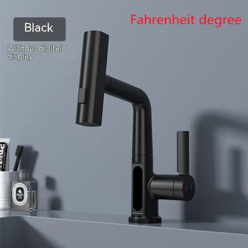 Intelligent Digital Display Faucet Pull-out Basin Faucet Temperature Digital Display Rotation EX-STOCK Canada