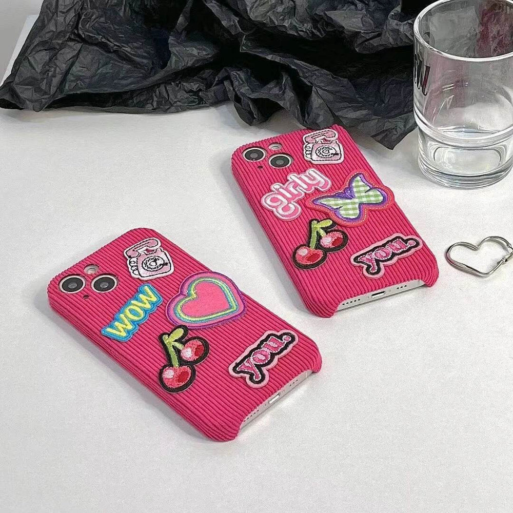 Embroidered Love Cherry Patch iphone Case women - EX-STOCK Canada