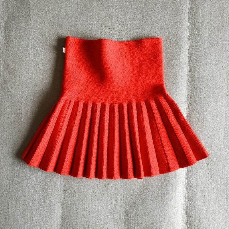 Girls Autumn Clothing Knitted Skirt High Waist Pleated Mini Skirt - EX-STOCK Canada