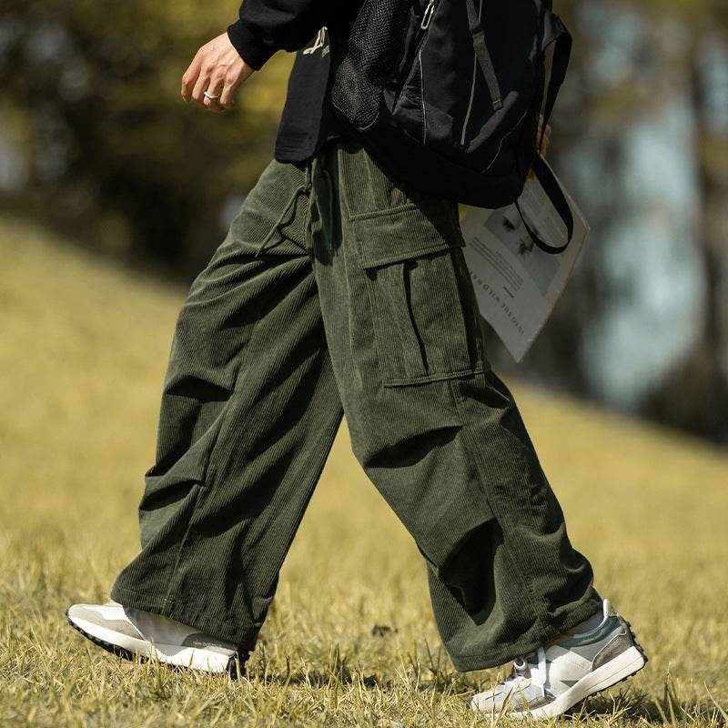 Autumn And Winter Straight Casual Wide-leg Corduroy Baggy Cargo Pant Overalls Men - EX-STOCK Canada