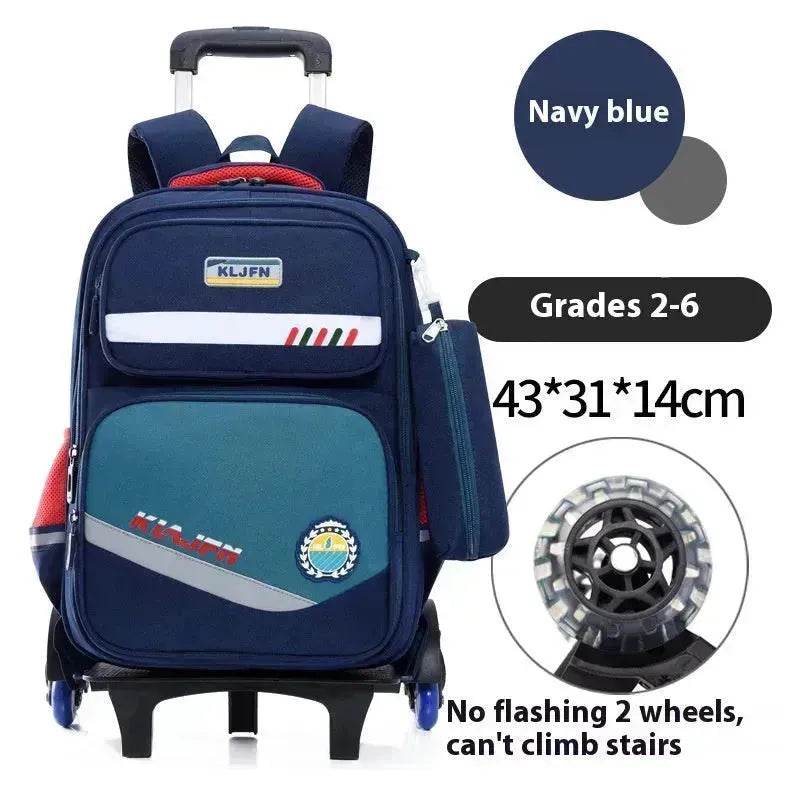 Portable Burden Alleviation Bull Wheel Trolley Schoolbag Bookbag for Boy and Girl - EX-STOCK Canada