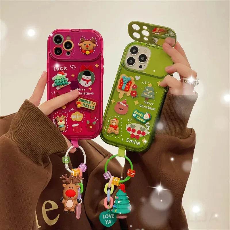 Christmas -Themed Silicone iphone Protective case with pendant girls - EX-STOCK Canada