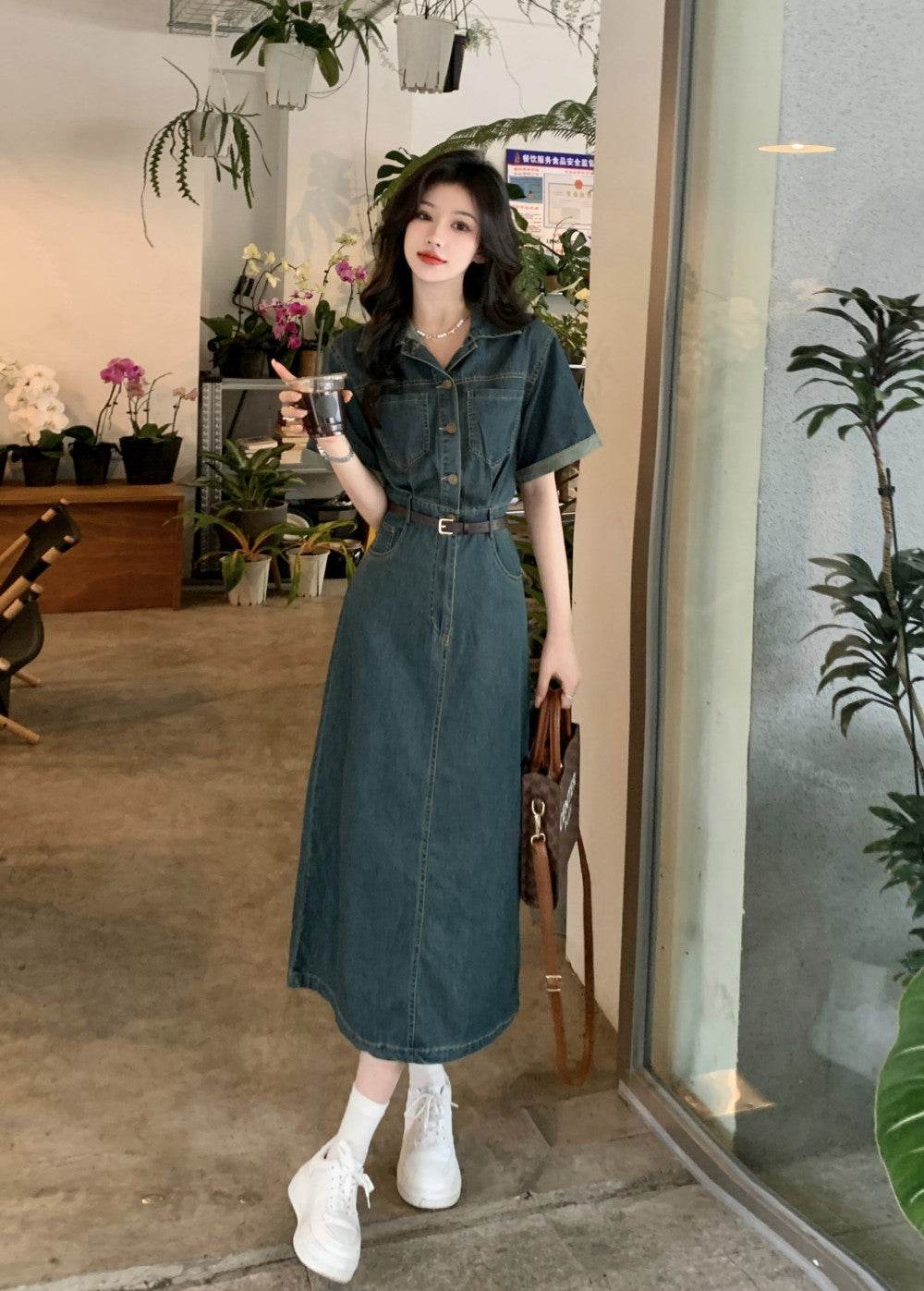 Women's Fashion Casual short sleeve Mini Denim Dress - EX-STOCK Canada