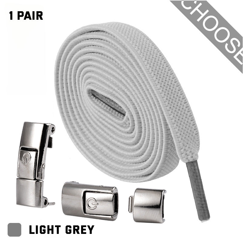 Press Lock Elastic No-Tie Shoelaces – 8MM Flat Widened Laces for Sneakers, Kids & Adults