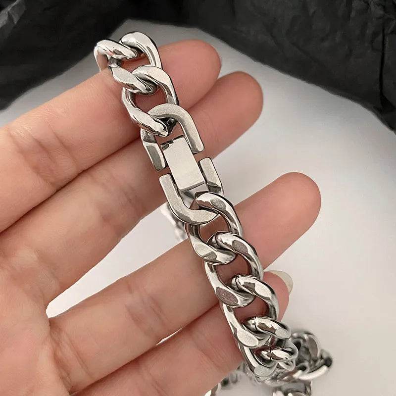Thick Cuban Link Chain Titanium Steel Necklace Clavicle Chain - EX-STOCK Canada