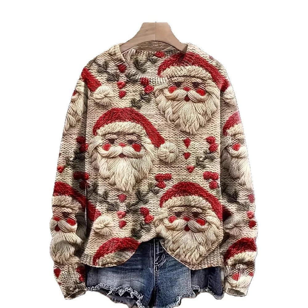 Women's Pullover Christmas Pattern Round Neck Sweatshirt EX-STOCK Canada