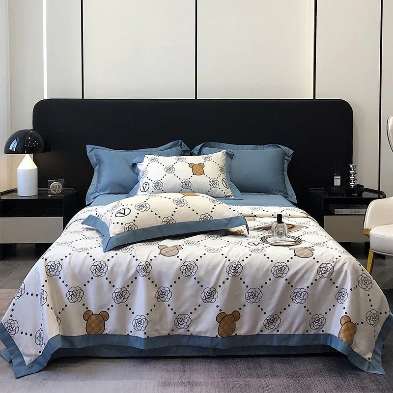 Edredón de verano Tencel de cuatro piezas de seda lavadaEX-STOCK Canada