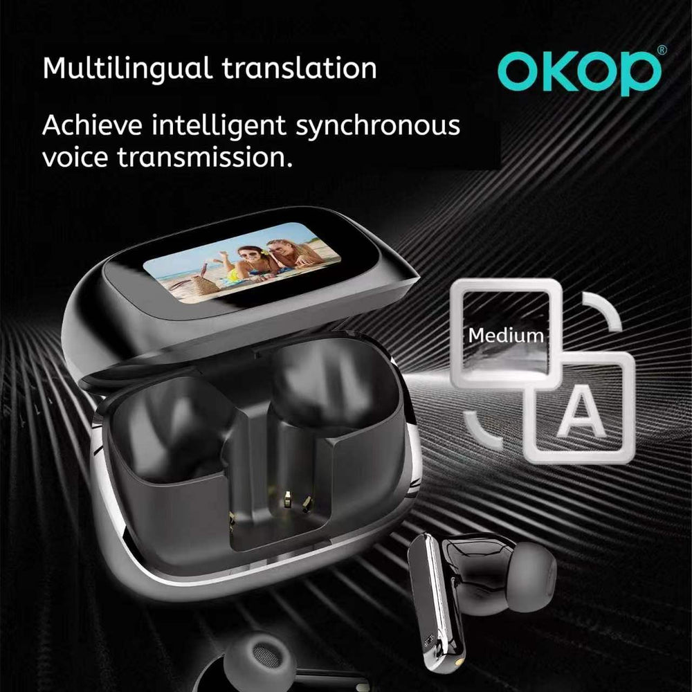 KP-219 Wireless Bluetooth Earbuds with Digital Display Case – ENC Noise Cancellation, AI Translation (Black, Gold, Purple)