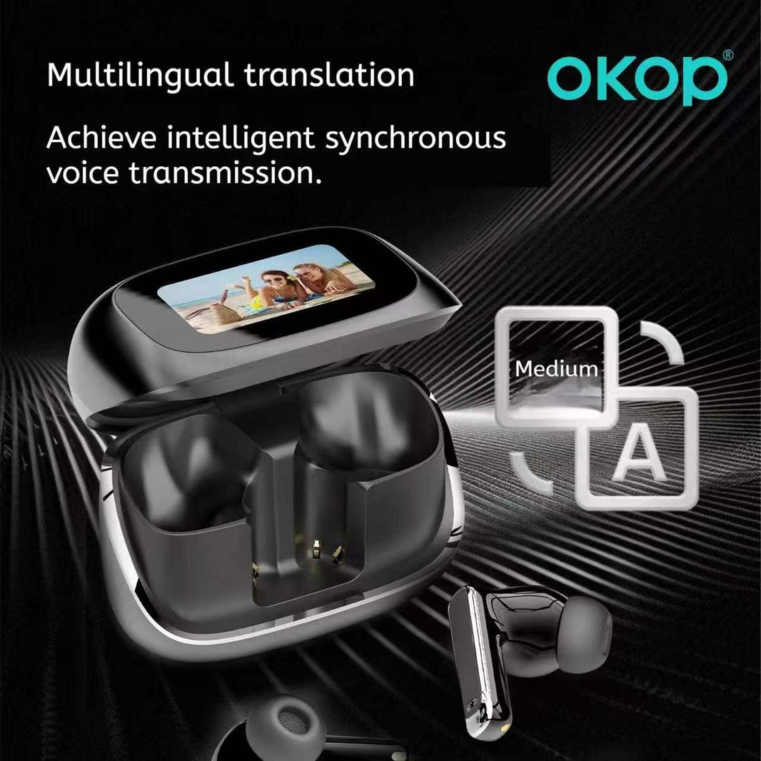 KP-219 Wireless Bluetooth Earbuds with Digital Display Case – ENC Noise Cancellation, AI Translation (Black, Gold, Purple)