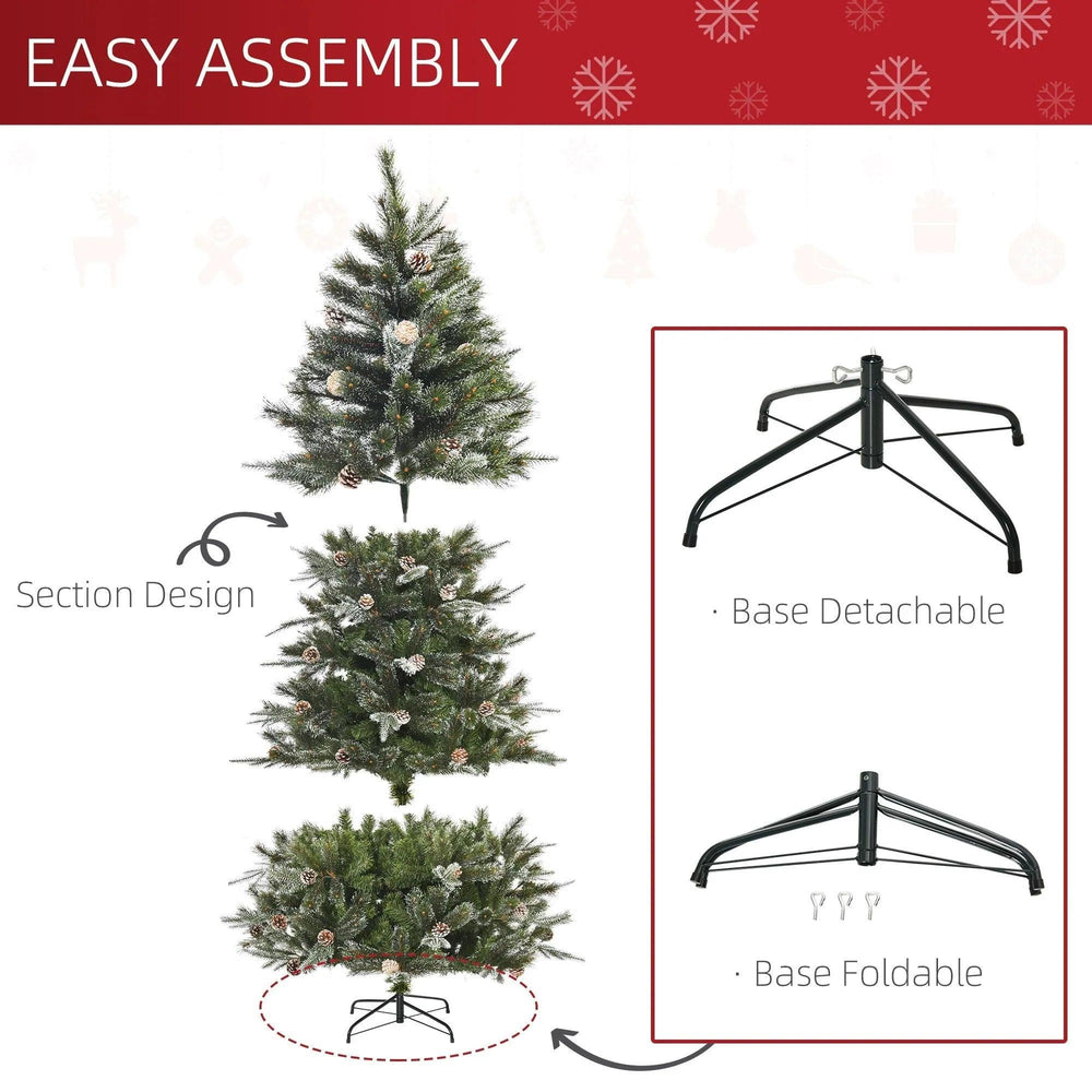 HOMCM Arbre de Noël artificiel de 7 pieds Neige Pin Décoration de maison pour les fêtes de Noël avec ouverture automatique, cônes de pin, vertEX-STOCK Canada