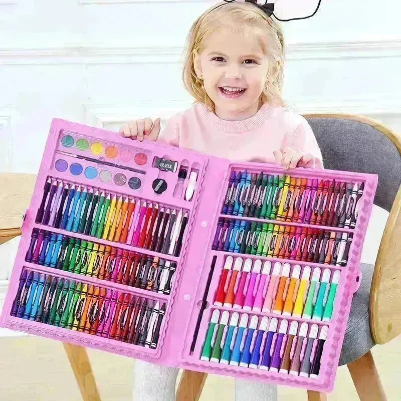 Double Panel Easel Version Watercolor Pen Set Brush Crayon Oil Pastel Children Painting Coloring Drawing Art set. - EX-STOCK CANADA