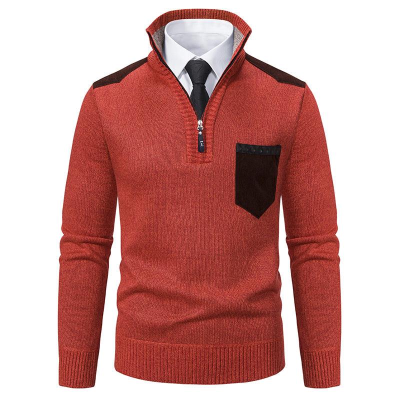 Pullover Men Sweater Thick Polo Shirts Korean Half Zipper Cold Blouse Stand Collar Autumn Winter Outerwear Luxury Cloth EX-STOCK Canada