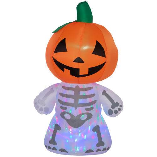6ft Halloween Inflatables Outdoor Decorations, Smiling Skeleton Ghost With Pumpkin Head, Blow Up LED Yard Decor For Garden, Lawn, Party, Holiday, Waterproof - EX-STOCK Canada