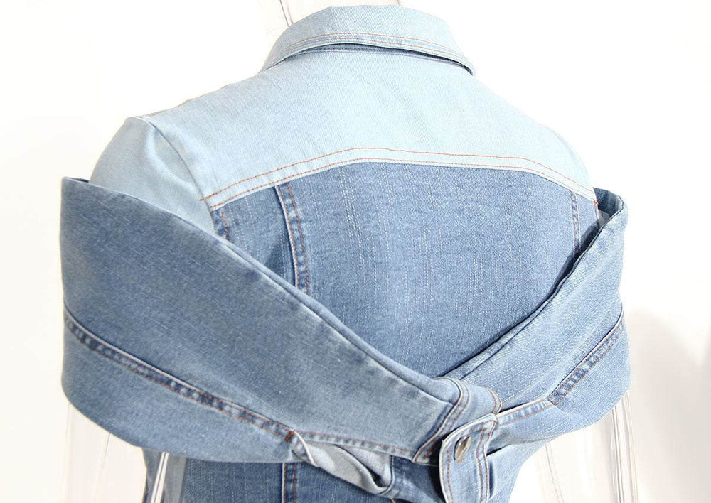 Sweet Cool Bandage Dress Shirt Slimming Denim jeans Shirt women - EX-STOCK Canada