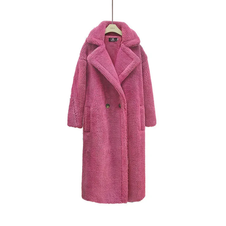 Plush Coat Ladies Long Lamb Coat Winter EX-STOCK Canada