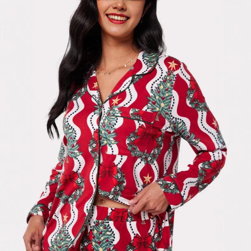 Christmas Printed Long-sleeved Trousers Autumn Ladies Home Leisure Suit EX-STOCK Canada