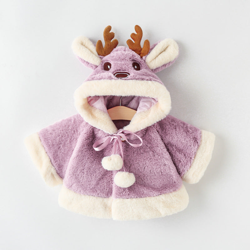 Winter New Thickened Fleece Girls' Cape | EX-STOCK product gallery photo 3