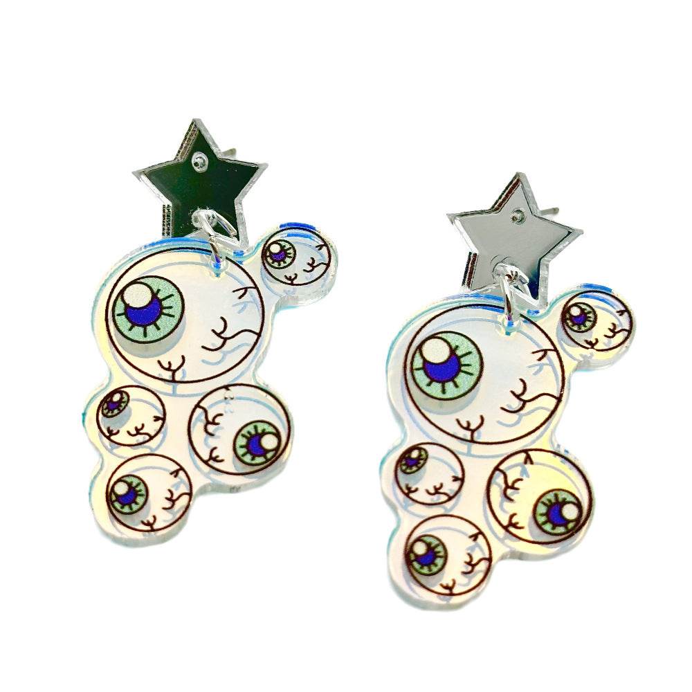 Halloween Day Ornament Colorful Ghost Eyes Funny Acrylic Earrings For Women - EX-STOCK Canada