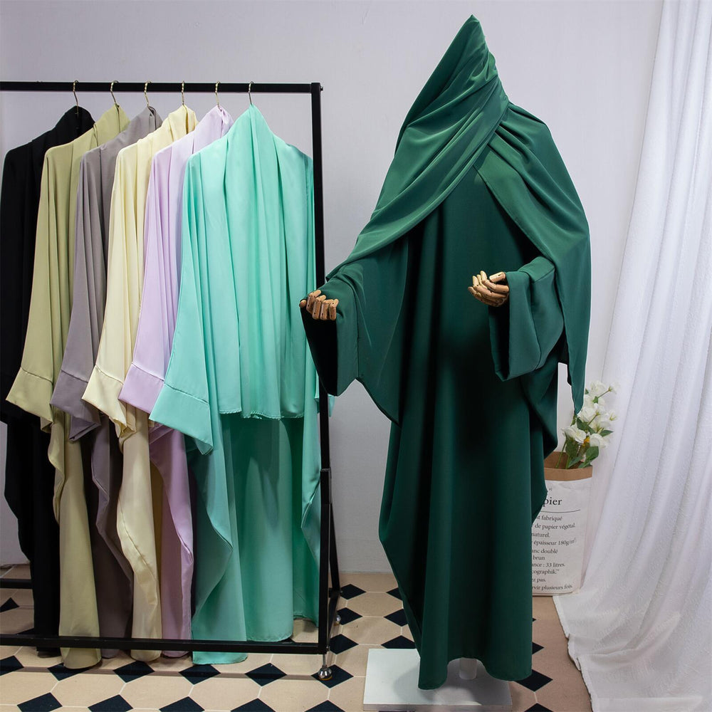 Solid Color Arabic Dress Women's Robe With Headscarf - EX-STOCK Canada