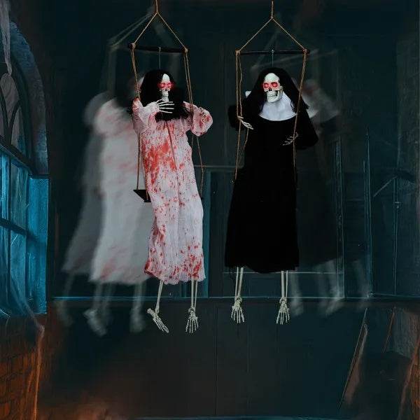 Outdoor Halloween Decorations 2 Packs Hanging Ghosts Decor With Lighted Up Eyes And Horror Scream, 3ft Scary Grim Reaper Swinging Ghost Flying For Yard Patio Lawn Garden - EX-STOCK Canada