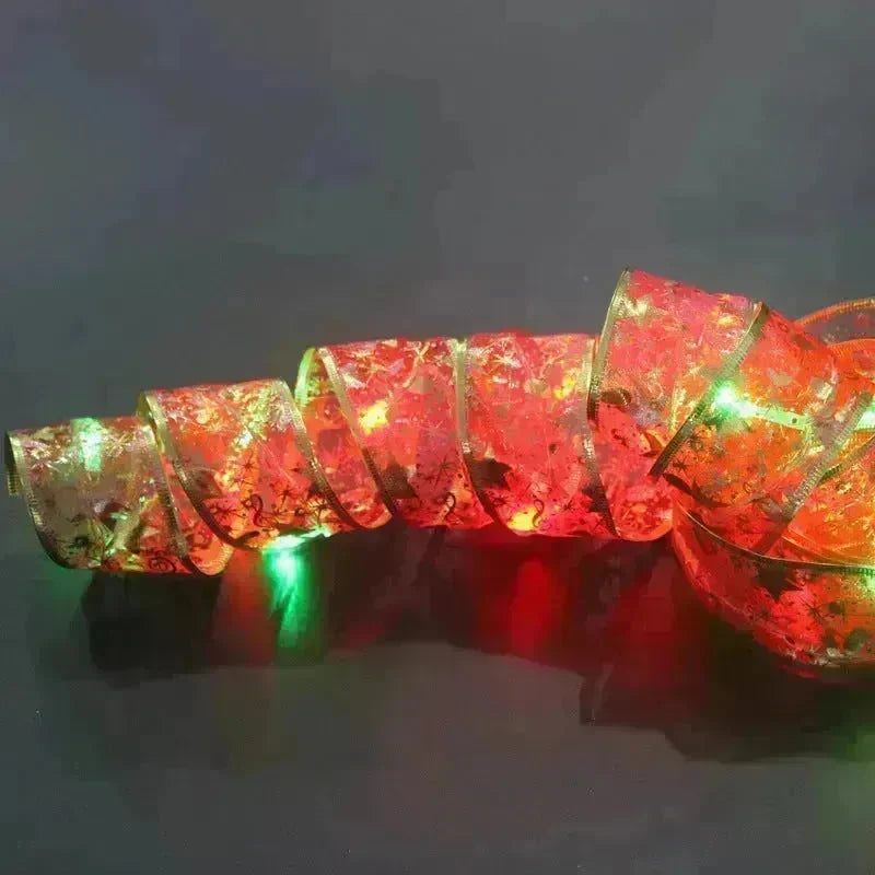 LED Lights Hot Stamping Double-layer Ribbon Christmas Decorations - EX-STOCK CANADA