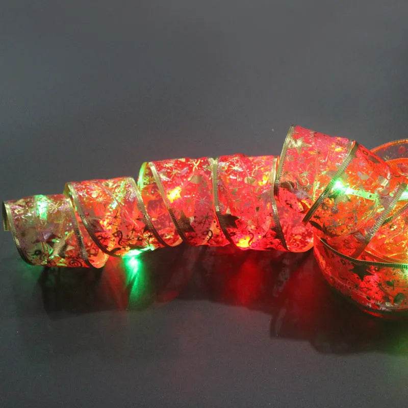 LED Lights Hot Stamping Double-layer Ribbon Christmas Decorations - EX-STOCK Canada