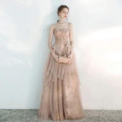 Toast Dress Female Wedding Bridesmaids Breast Wipe Long Skirt Dinner Annual Meeting Host EX-STOCK Canada