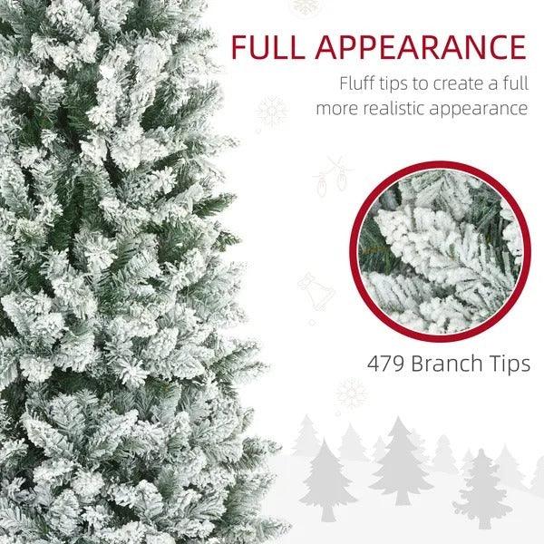 6ft Pencil Christmas Tree, Flocked Tree With 479 Branch Tips And Metal Base For Home, Indoor, Holiday EX-STOCK Canada