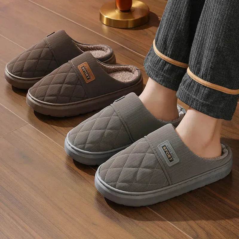 Men's Home Slippers Winter Warm Plush House Shoes Indoor Non-slip Floor Bedroom Slipper Casual All-match Shoes - EX-STOCK Canada