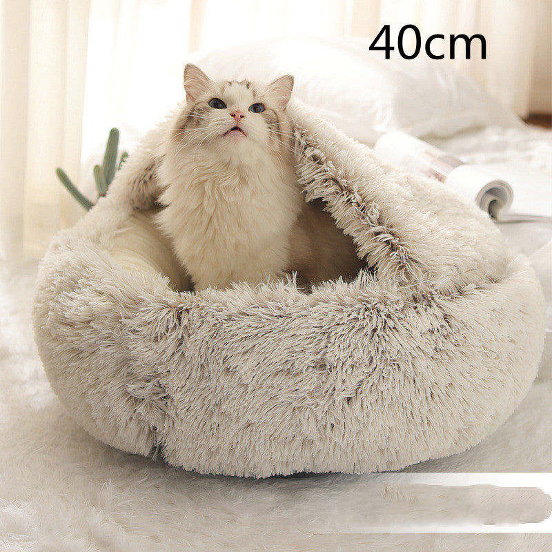 2 In 1 Dog And Cat Bed Pet Winter Bed Round Plush Warm Bed House Soft Long Plush Pets Bed Pet Products EX-STOCK Canada