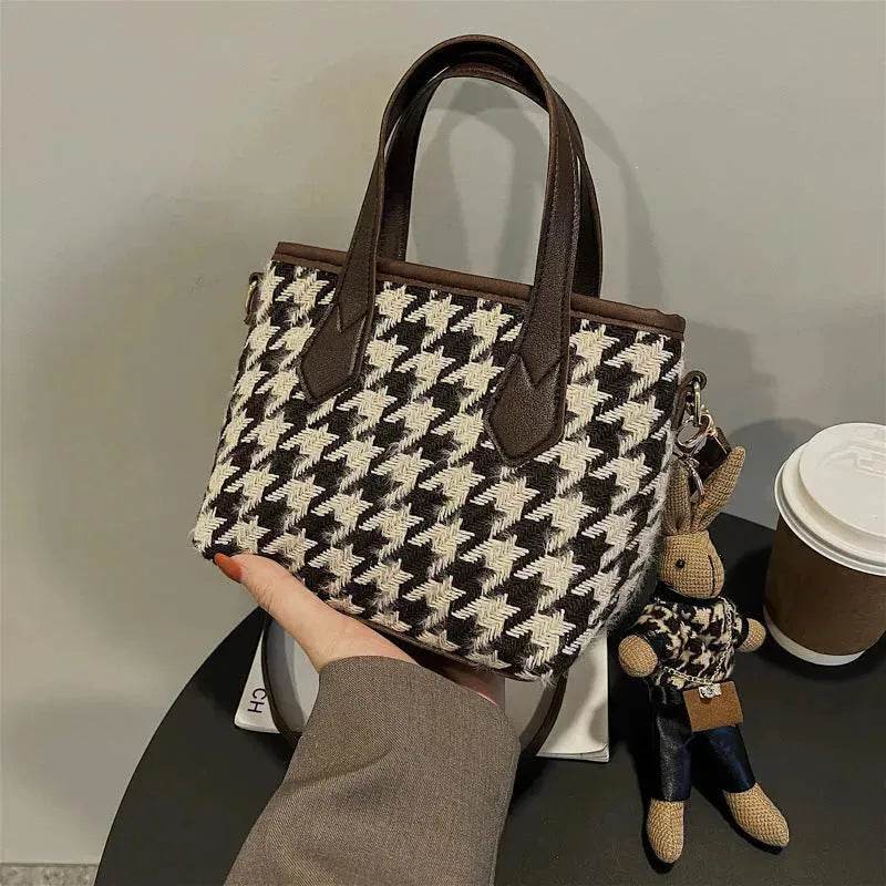 Fashion Houndstooth Shoulder Bags Portable Checkerboard Handbags All-match Messenger Crossbody Bag Women - EX-STOCK Canada