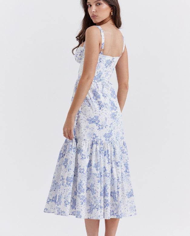 Spring And Summer Comely Pastoral Style Sling Floral A Swing Cake Dress - EX-STOCK Canada