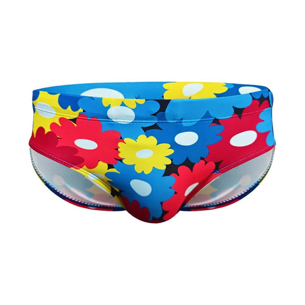 Flower Colorful Printing Swim Briefs - EX-STOCK Canada