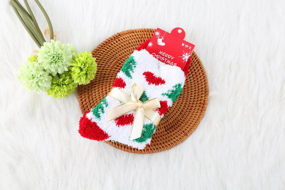 Winter Christmas Stockings Women's Thickened Bow Long Tube Fleece-lined - EX-STOCK Canada