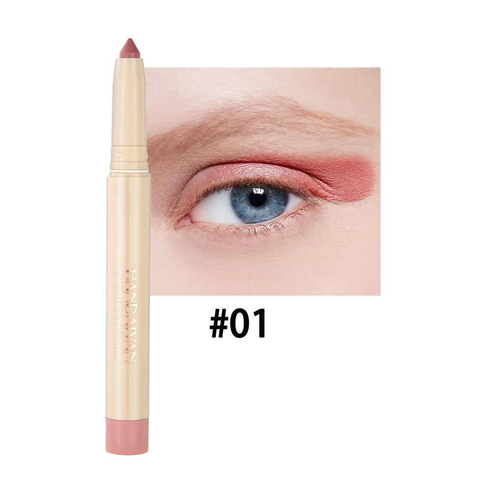 Lip liner pencil with close-up of eye wearing pink shade #01