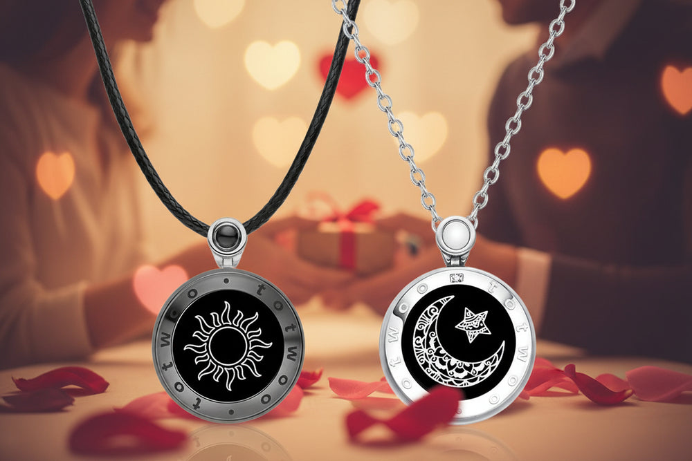 Collar colgante de ágata Sol y Luna para parejas, regalo de amor con inducción inteligente EX-STOCK Canada