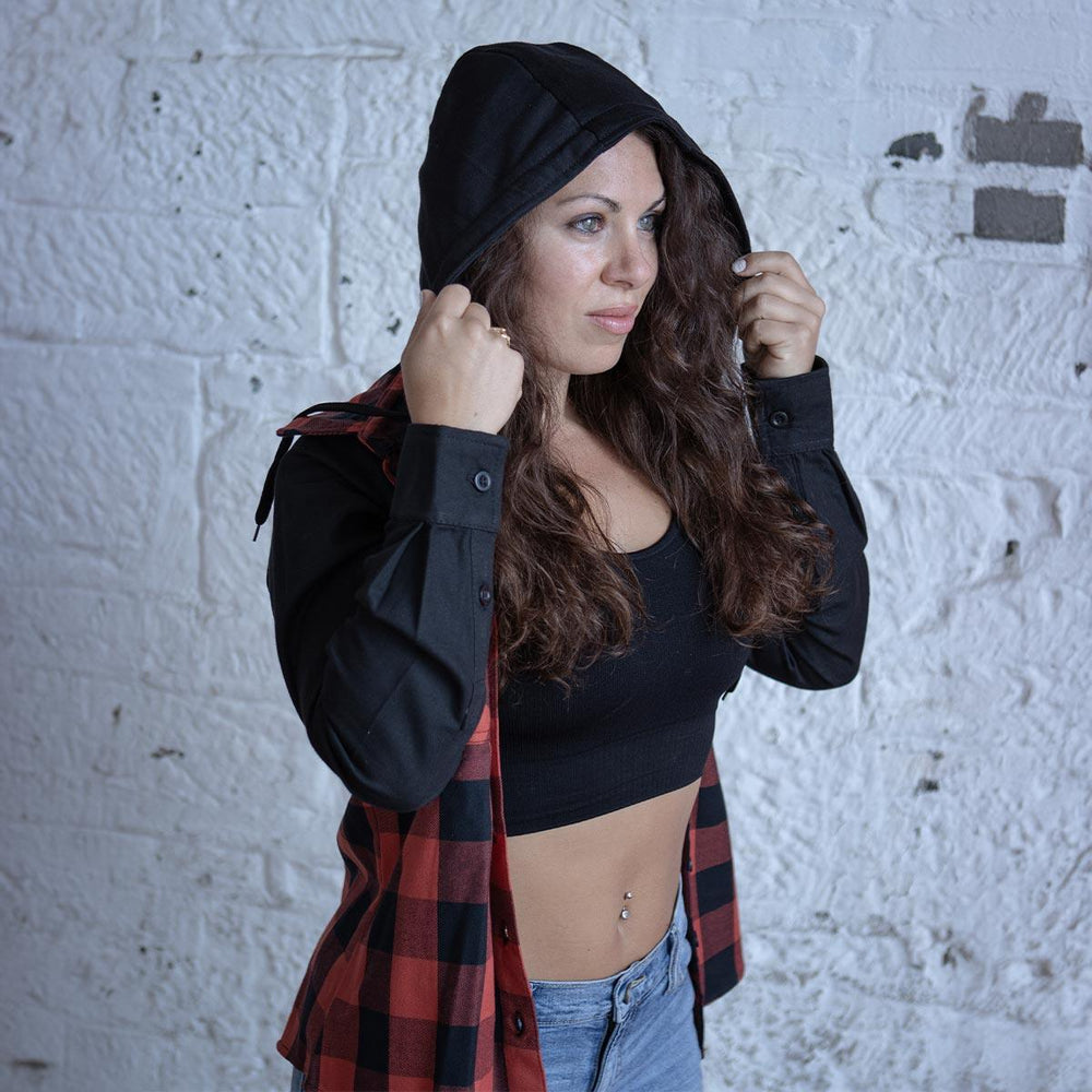 Milwaukee Leather Women's Armoured Plaid Hooded Shirt EX-STOCK Canada