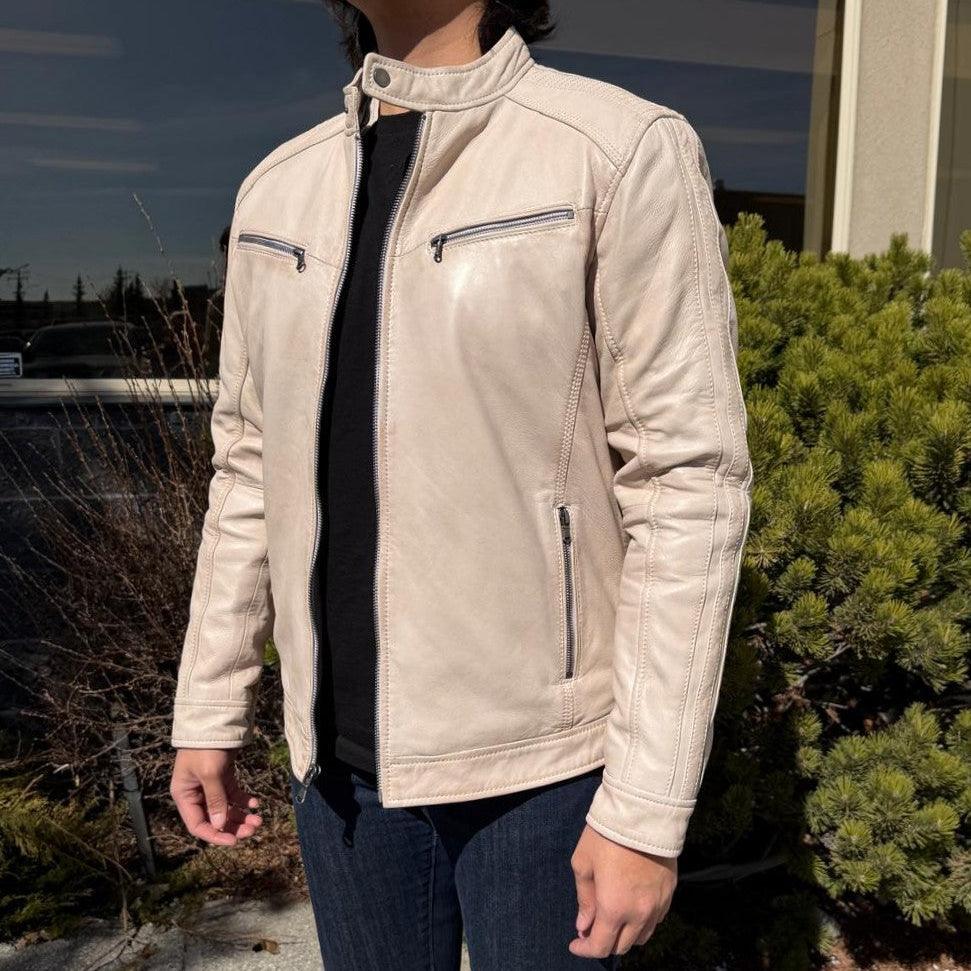 BOL Men's Hooded Snap Collar Leather Jacket
