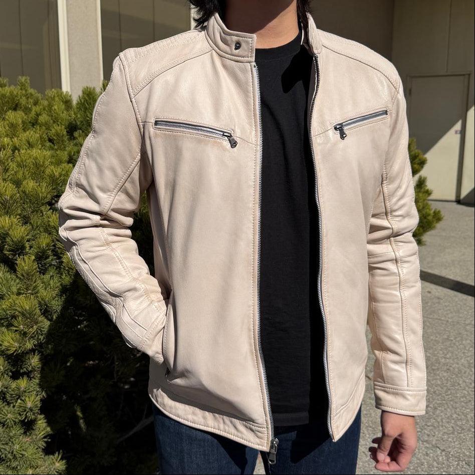 BOL Men's Hooded Snap Collar Leather Jacket
