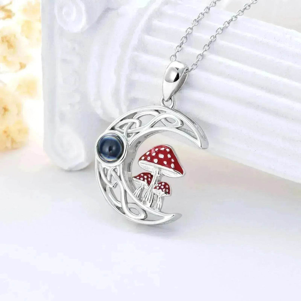 100 languages I Love You Projection Sterling Stone Mushroom Moon 925 Silver Necklace - EX-STOCK Canada