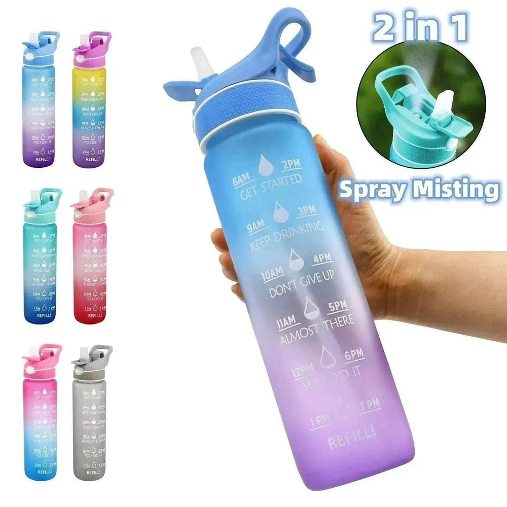1000ML Plastic Spray Water Bottle perfect for sports & outdoor activities - EX-STOCK Canada