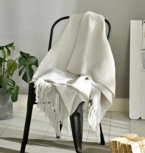 Fringed Knitted Small Blanket Napping Blanket Sofa Blanket EX-STOCK Canada