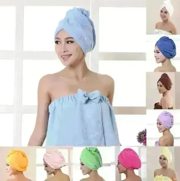 Women's Microfiber Hair Dryer Cap Absorbent Hair Towel. - EX-STOCK CANADA