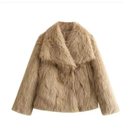 Winter Plush Open front Coat Thick lapel Outwear Faux Fur Coat women - EX-STOCK Canada