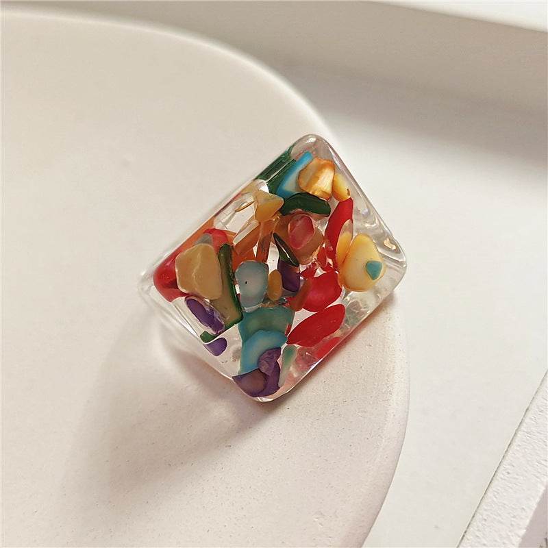 New Transparent Resin Ring Fruit Square Ring Acrylic Ring - EX-STOCK Canada